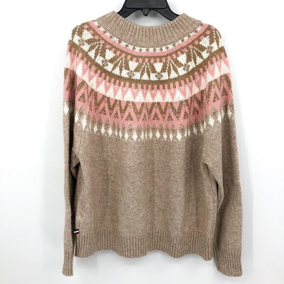 TOMMY HILFIGER Half Snowflake Sweater 0X Beige Raglan Pullover NWT - Picture 6 of 10